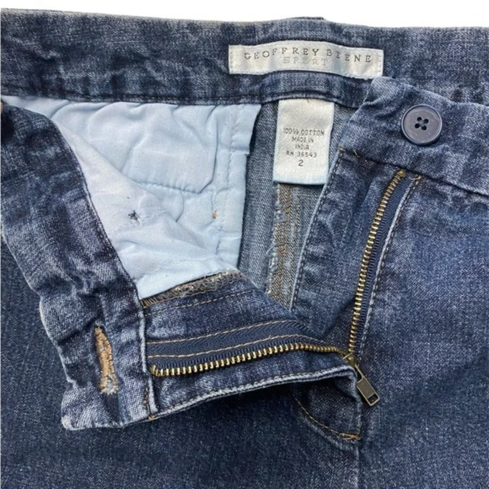 100% Cotton Geoffrey Beene Denim Shorts Dark Wash Preppy Retro Y2K Size 2